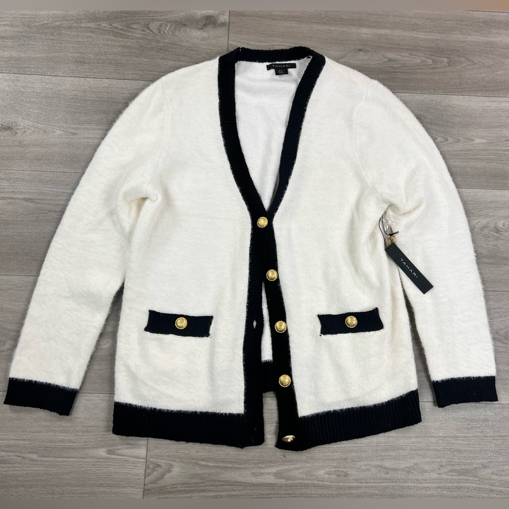 TARAHI Black and White Cardigan